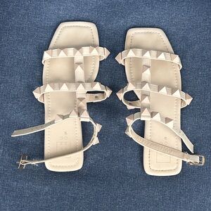 ShuShop Beige Nude Studded Sandals